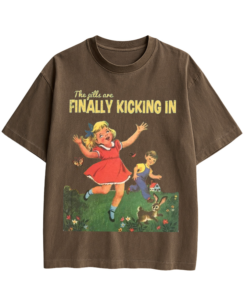 The Pills Are Finally Kicking In 1970s Cotton T-Shirt image 4