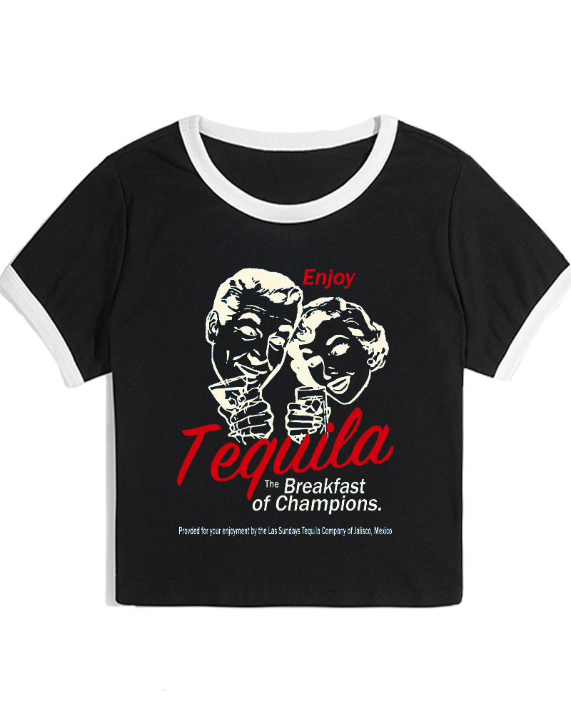 Enjoy Tequila The Breakfast Of Champions 1950s Women's Ringer T-shirt image 4