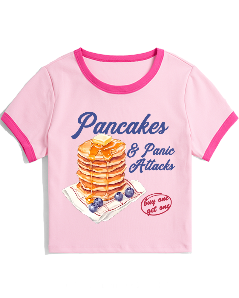 Pancakes & Panic Attacks 1960s Women's Ringer T-shirt image 4