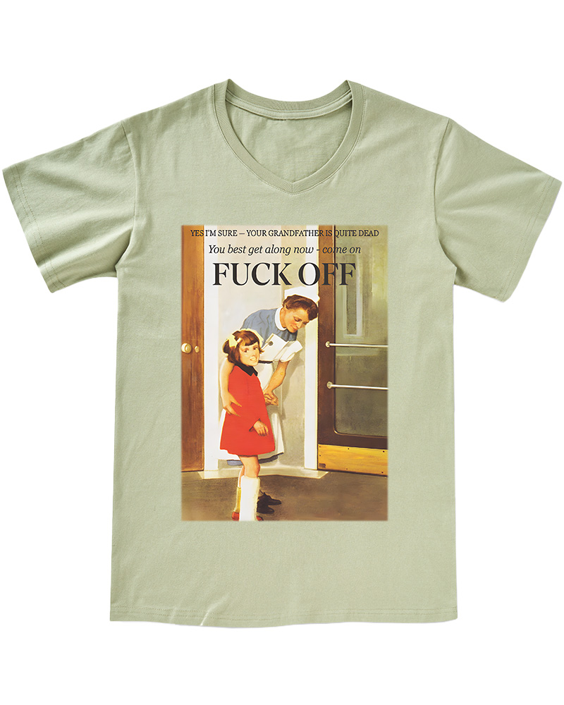 1950s Dark Humor Graphic V-neck T-Shirt image 4