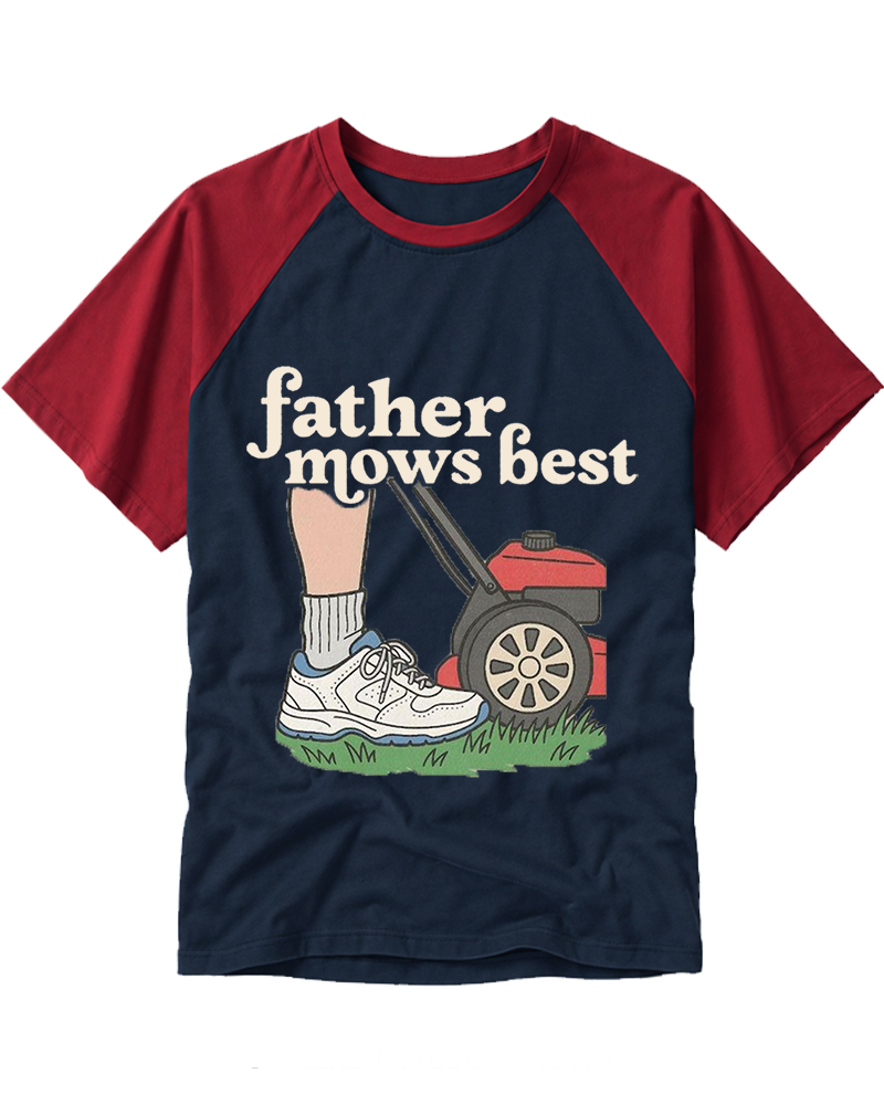 Father Mows Best 1950s Raglan Baseball T-Shirt image 5