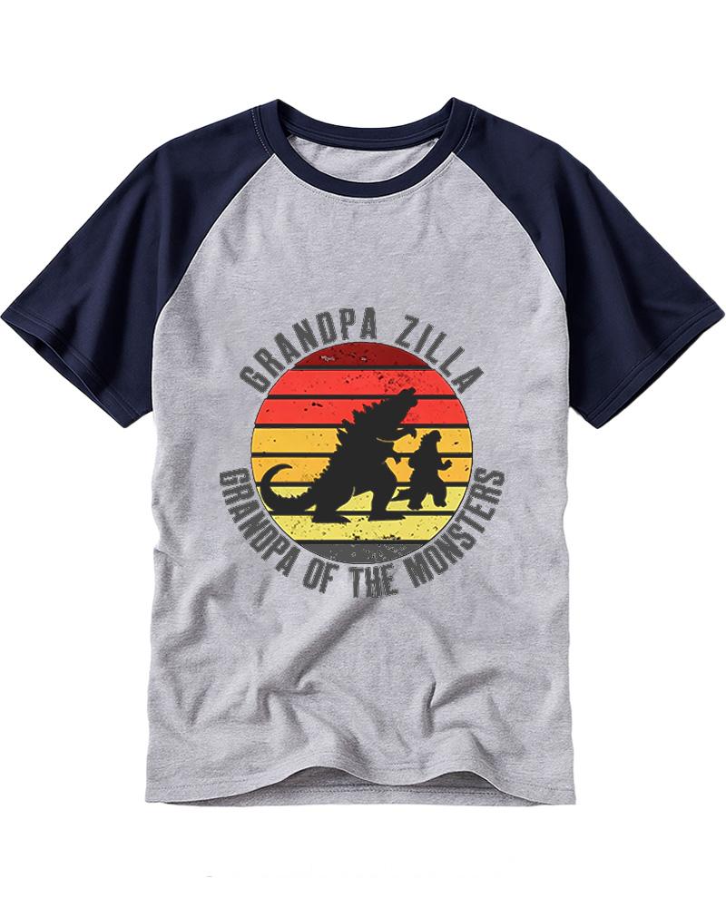 Grandpa Zilla Grandpa of the Monsters 1990s Raglan Baseball T-Shirt image 5