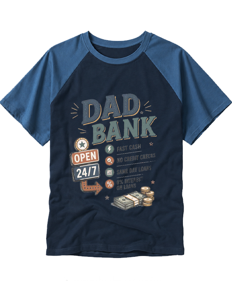Dad Bank Open 24 7 1950s Raglan Baseball T-Shirt image 5