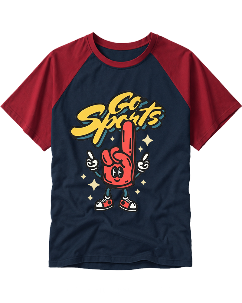 Funny Go Sports Foam Finger 1990s Raglan Baseball T-Shirt image 5