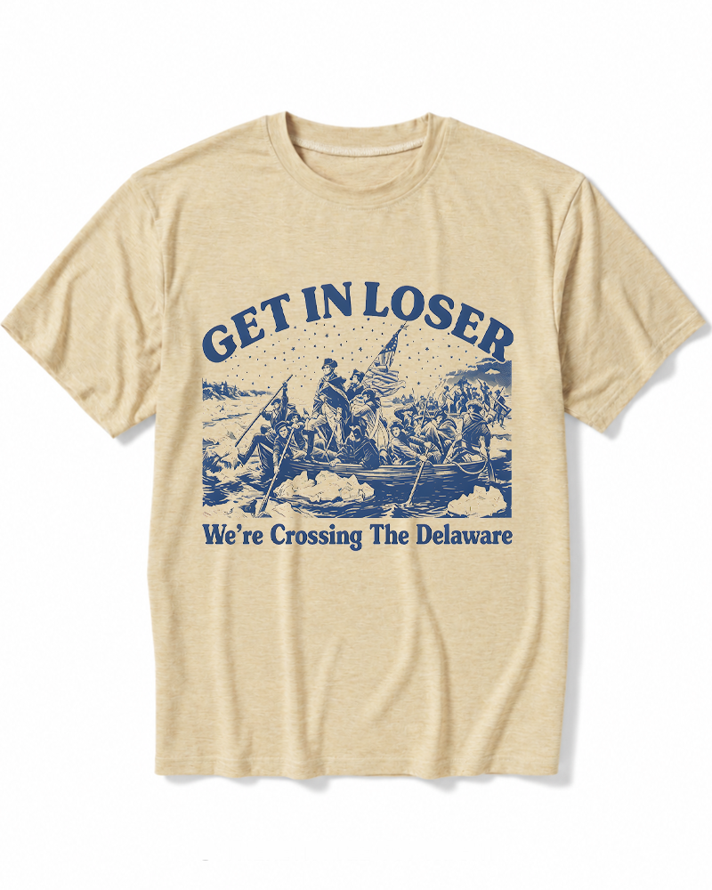 Get In Loser We're Crossing The Delaware Heather T-Shirt image 5