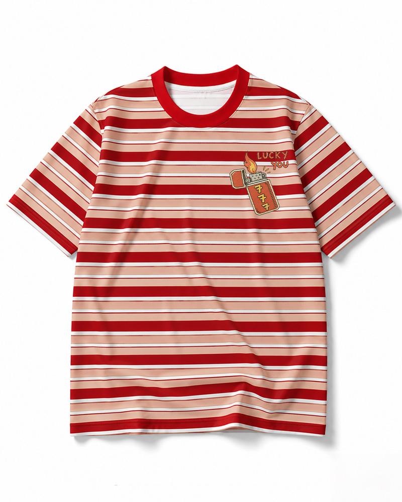 Lucky 777 1990s Eco Oversized Striped Ringer T-Shirt image 5