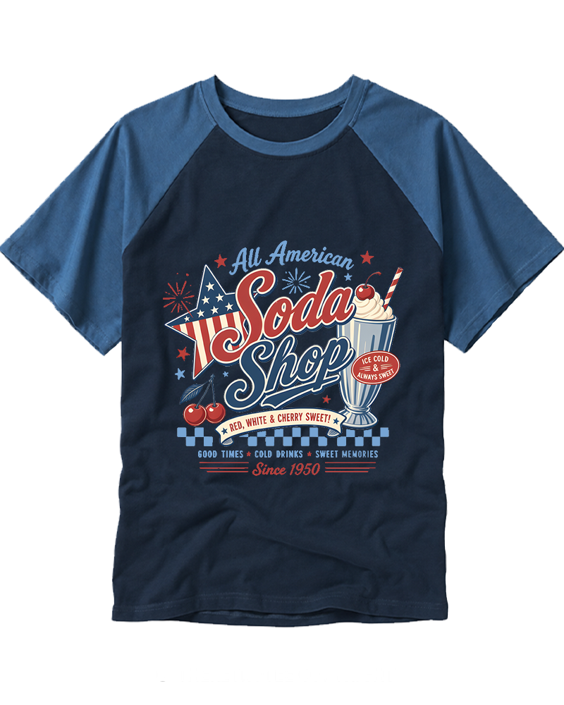 All American Soda Shop 1950s Raglan Baseball T-Shirt image 5