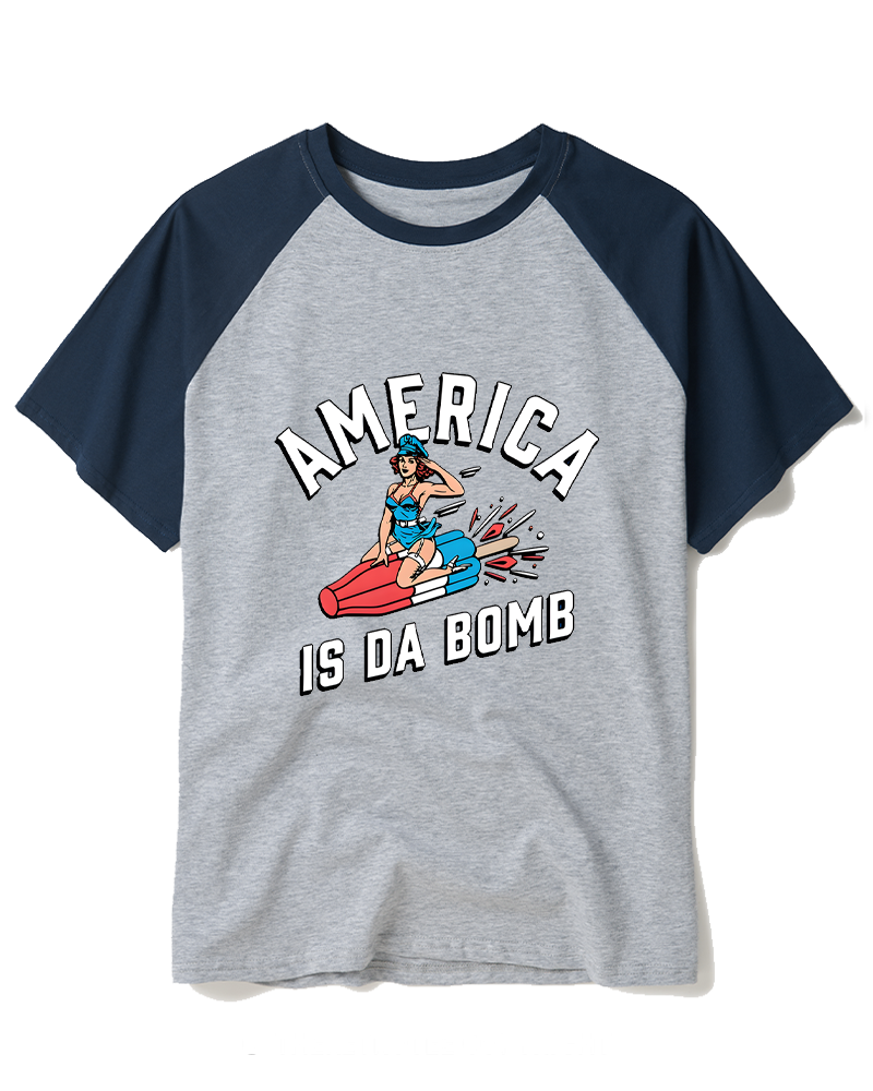 America is Da Bomb 1950s Raglan Baseball T-Shirt image 5