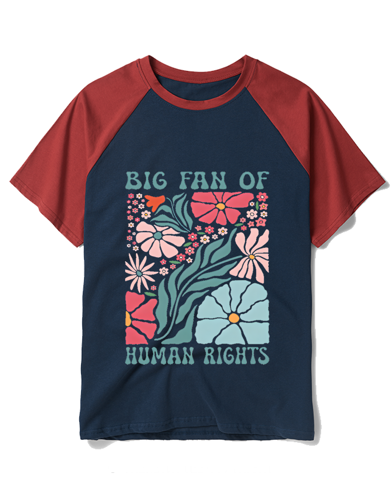Big Fan Of Human Rights 1970s Raglan Baseball T-Shirt image 5