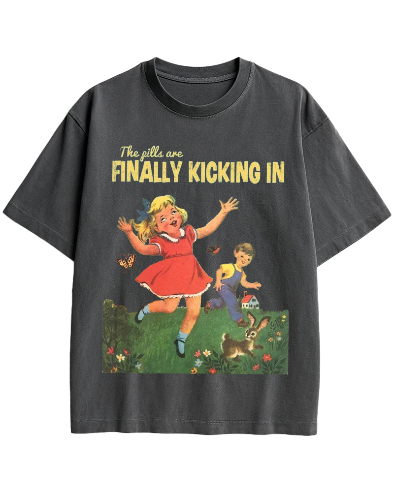 The Pills Are Finally Kicking In 1970s Cotton T-Shirt image 5