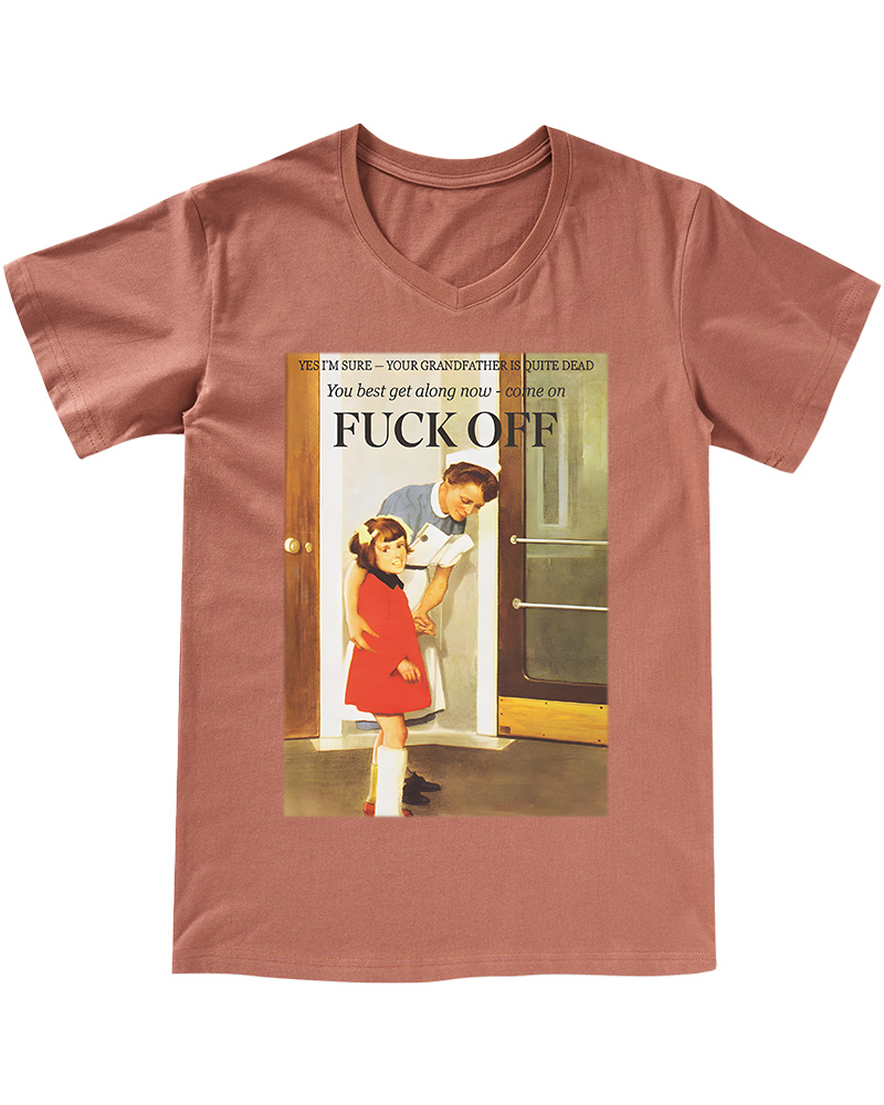 1950s Dark Humor Graphic V-neck T-Shirt image 5