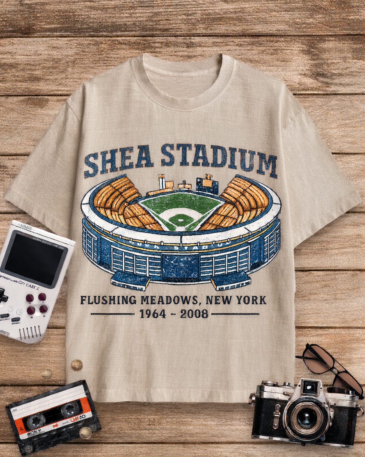 Shea Stadium 1970s Cotton T-Shirt image 1