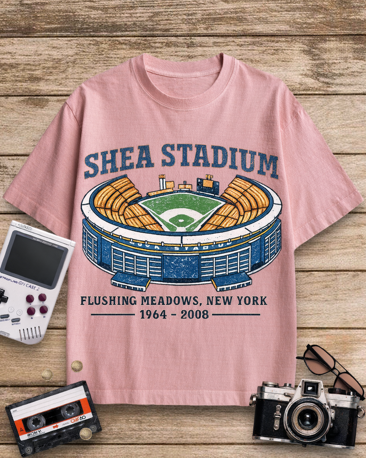 Shea Stadium 1970s Cotton T-Shirt image 2
