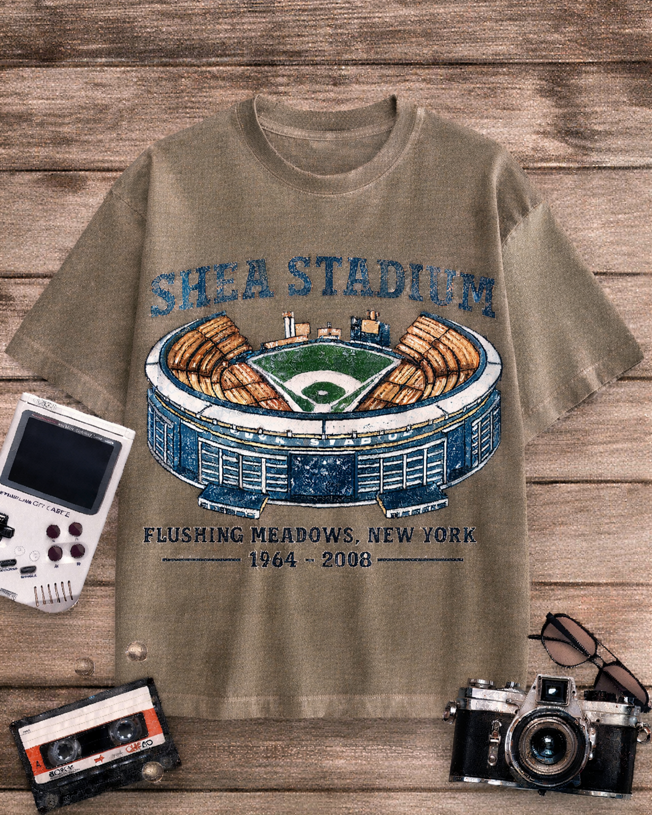Shea Stadium 1970s Cotton T-Shirt image 3