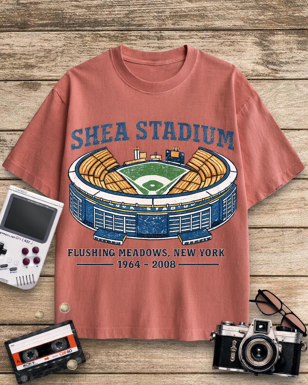 Shea Stadium 1970s Cotton T-Shirt image 4
