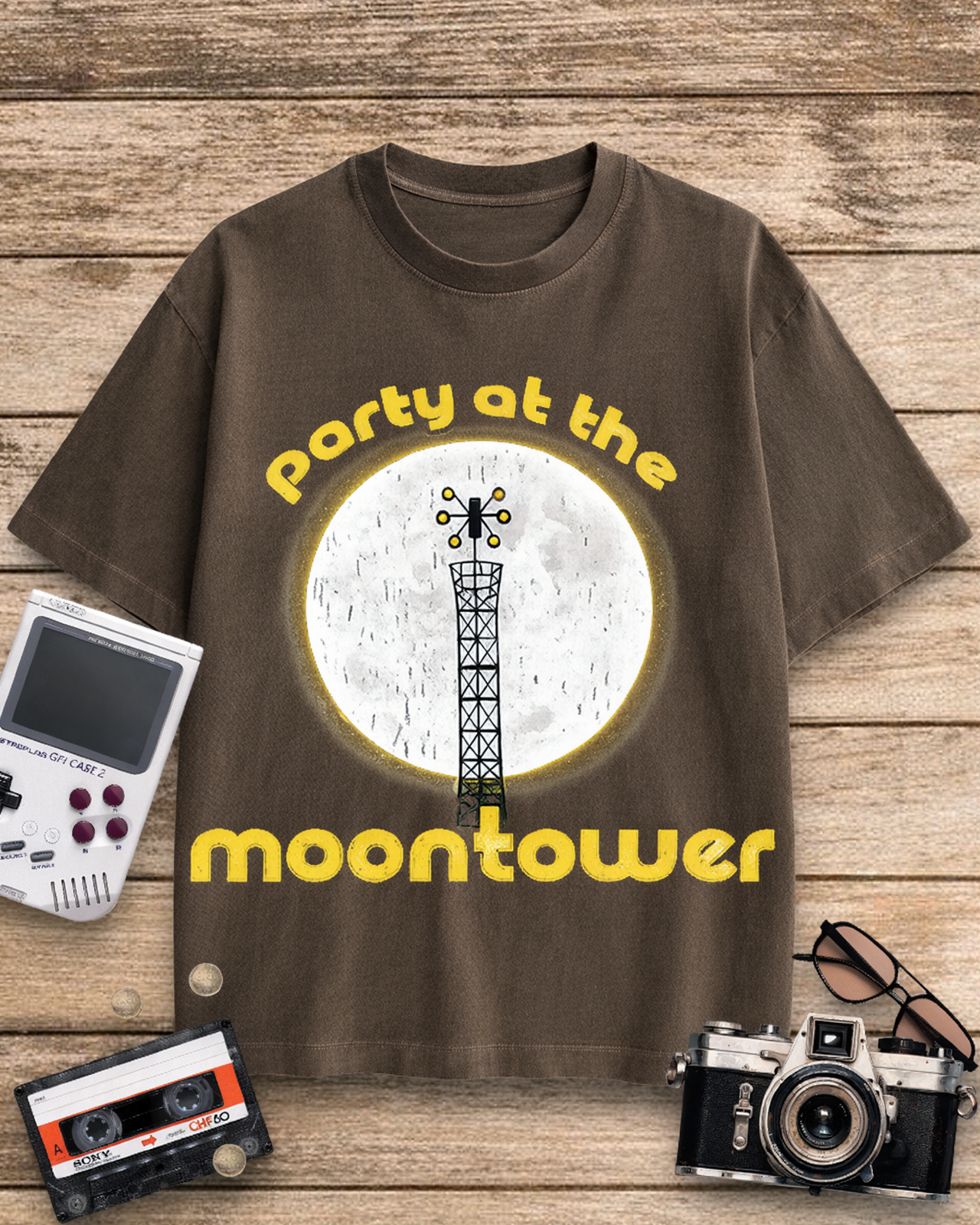 Party at the Moontower 1970s Cotton T-Shirt image 3