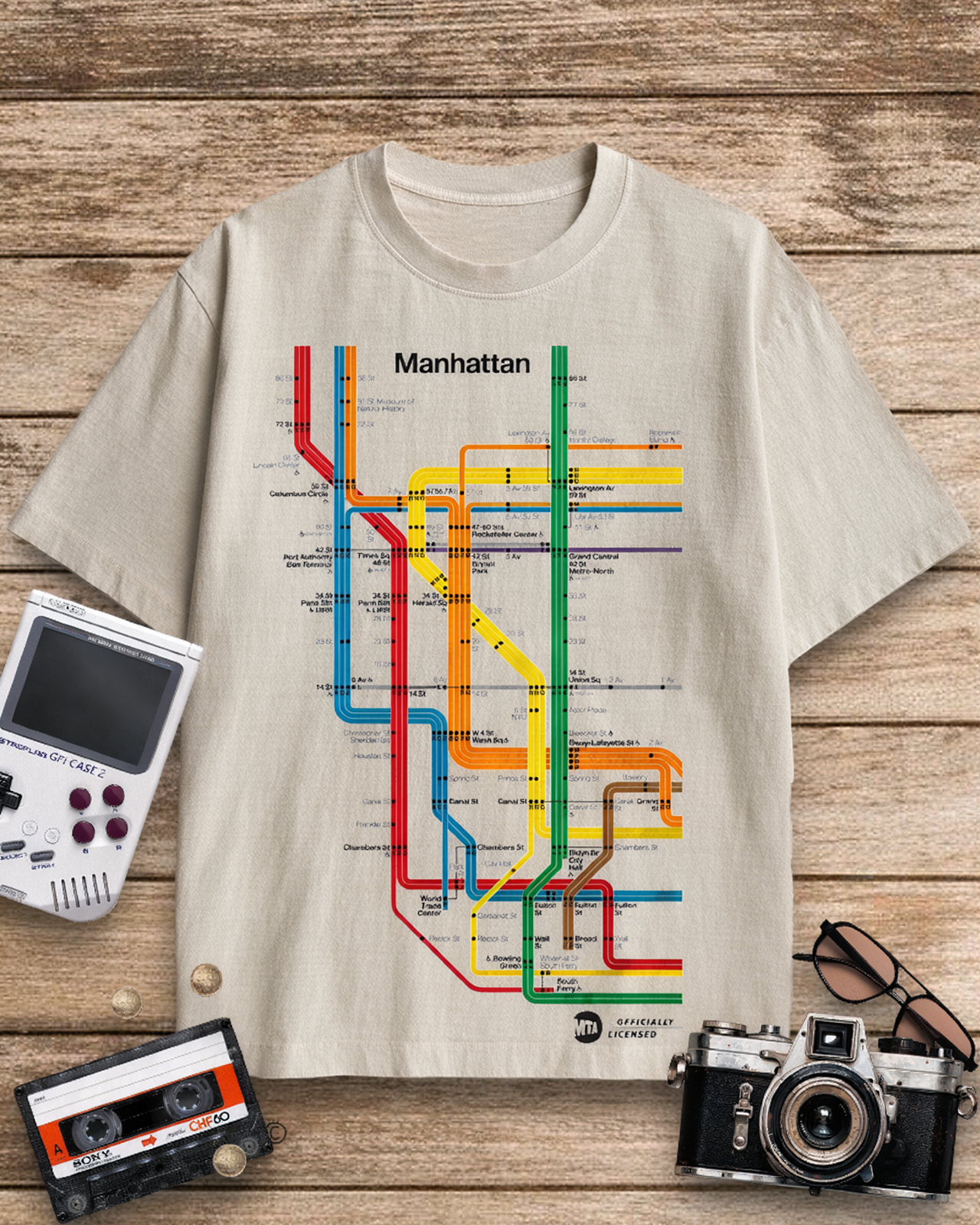 Manhattan Metro Map 1970s Cotton T-Shirt image 1