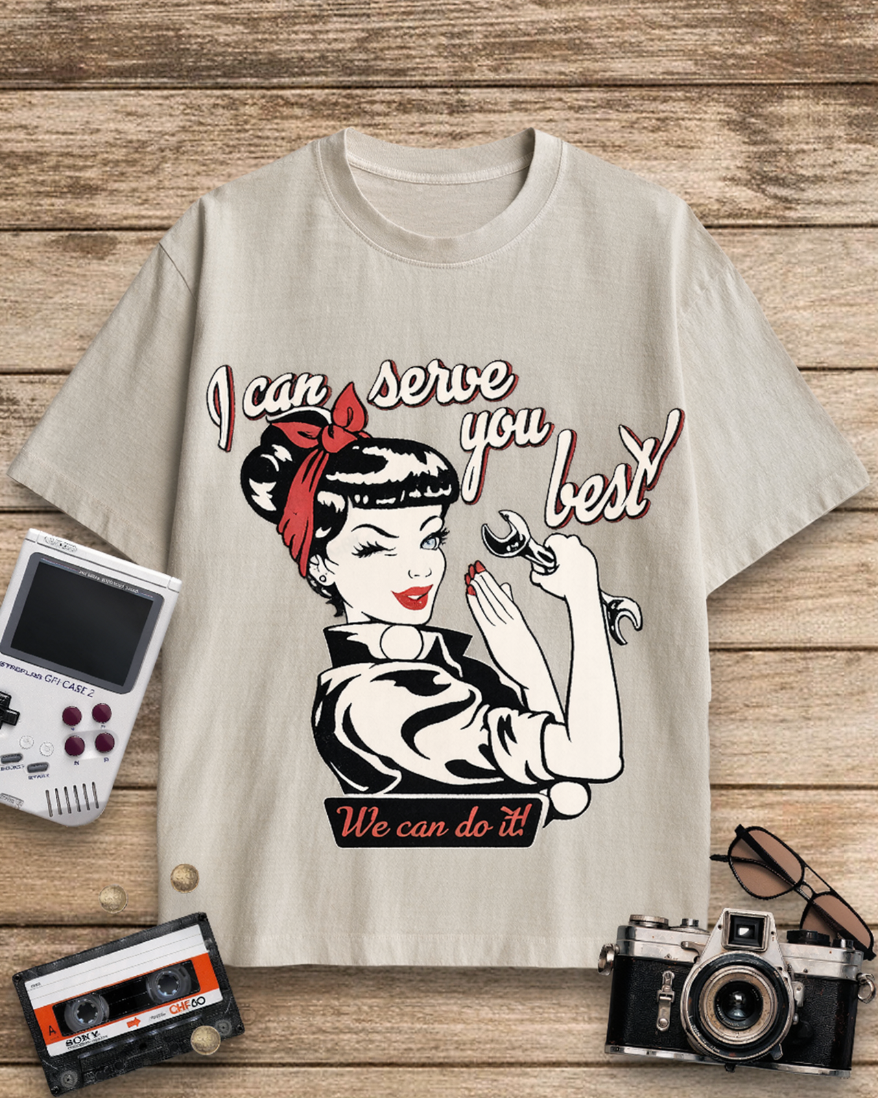 I Can Serve You Best 1940s Cotton T-Shirt image 2