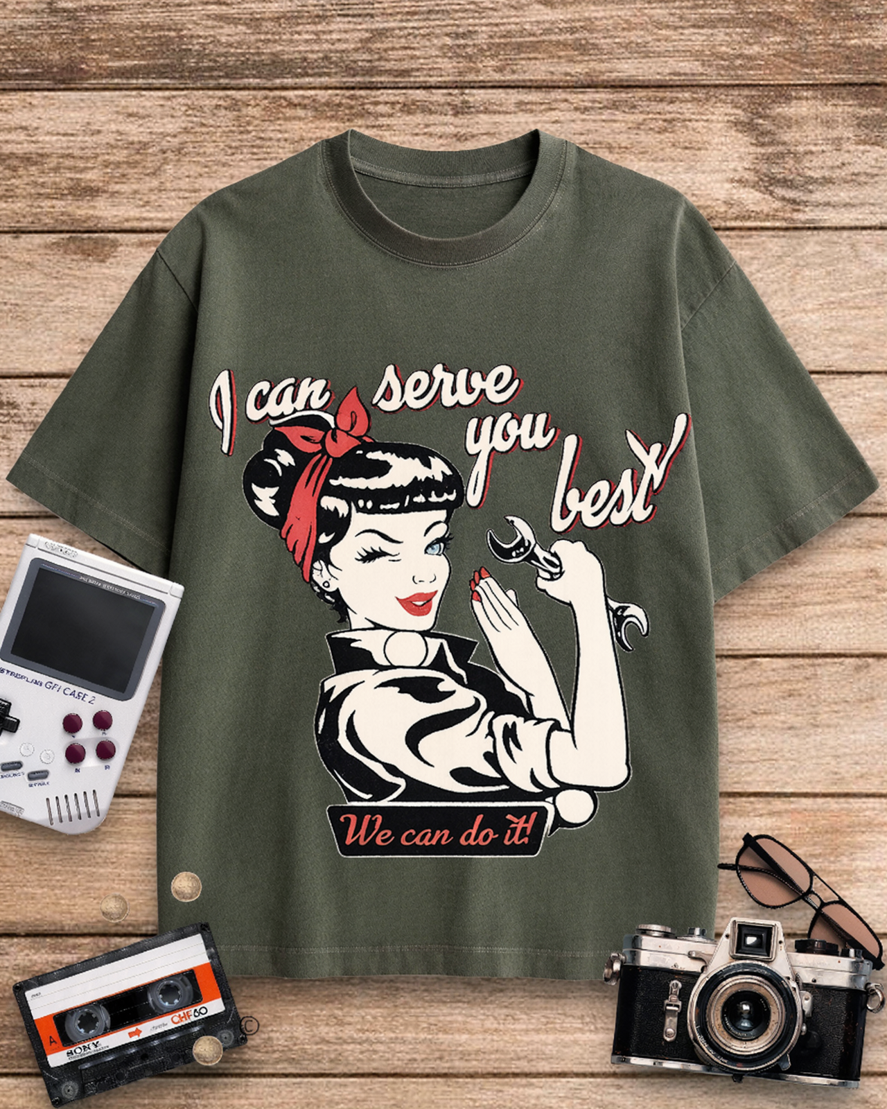 I Can Serve You Best 1940s Cotton T-Shirt image 3