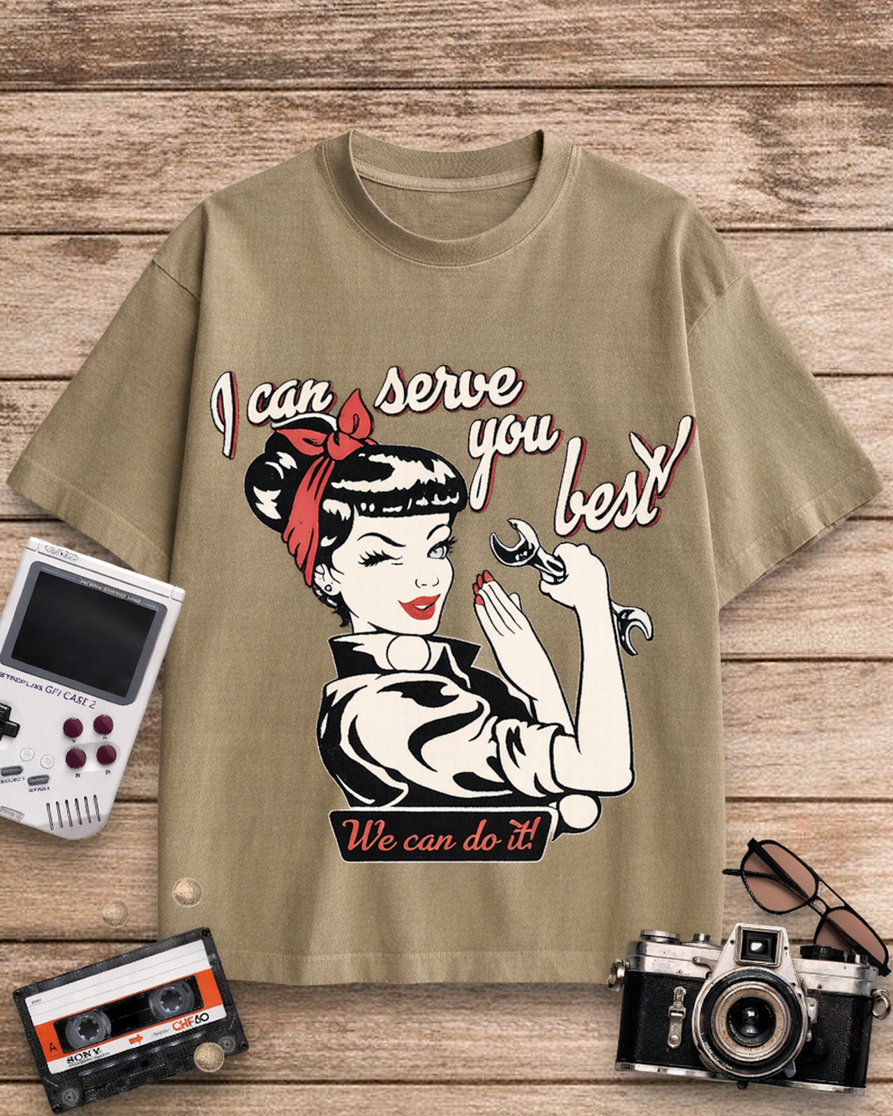 I Can Serve You Best 1940s Cotton T-Shirt image 4