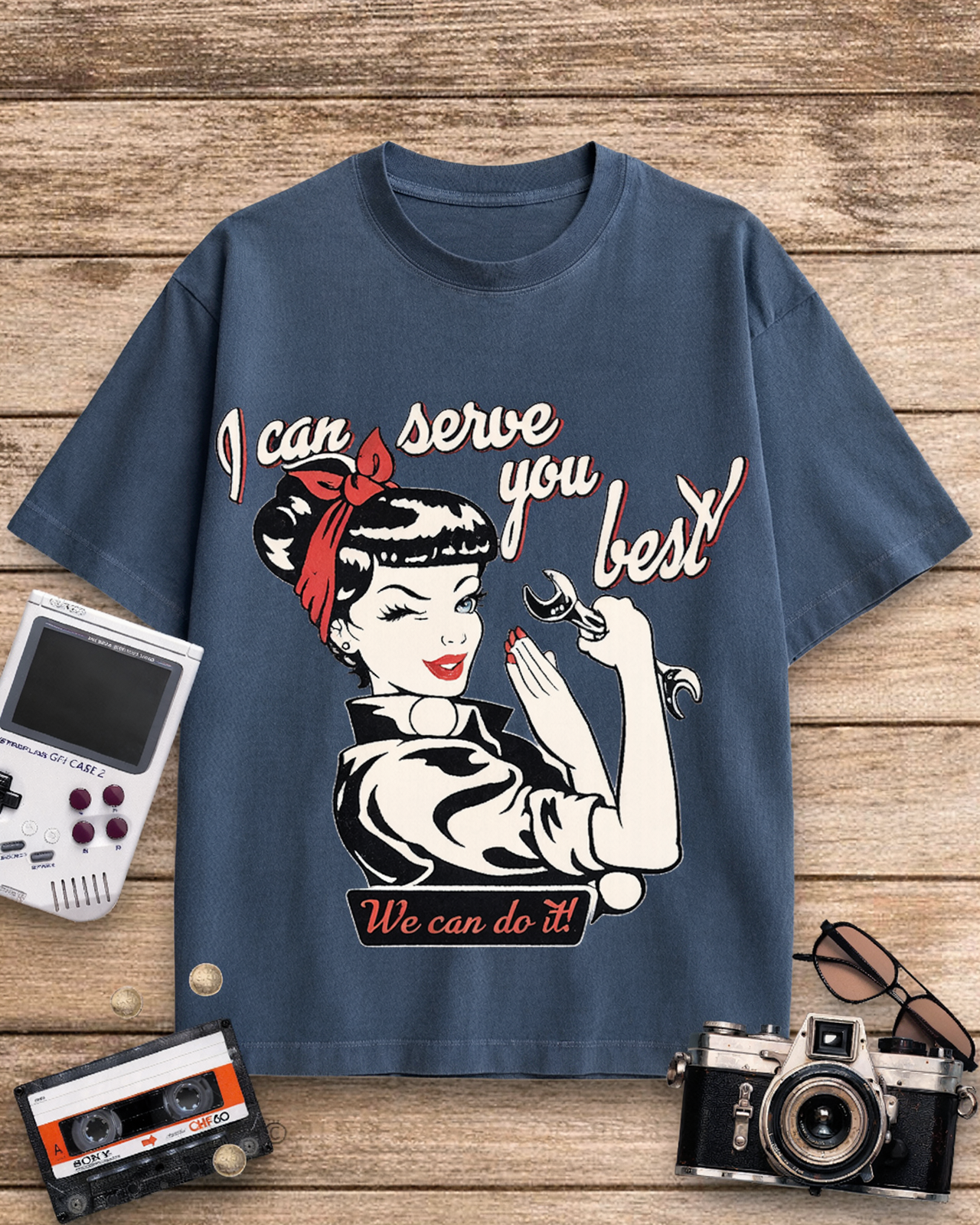 I Can Serve You Best 1940s Cotton T-Shirt image 6