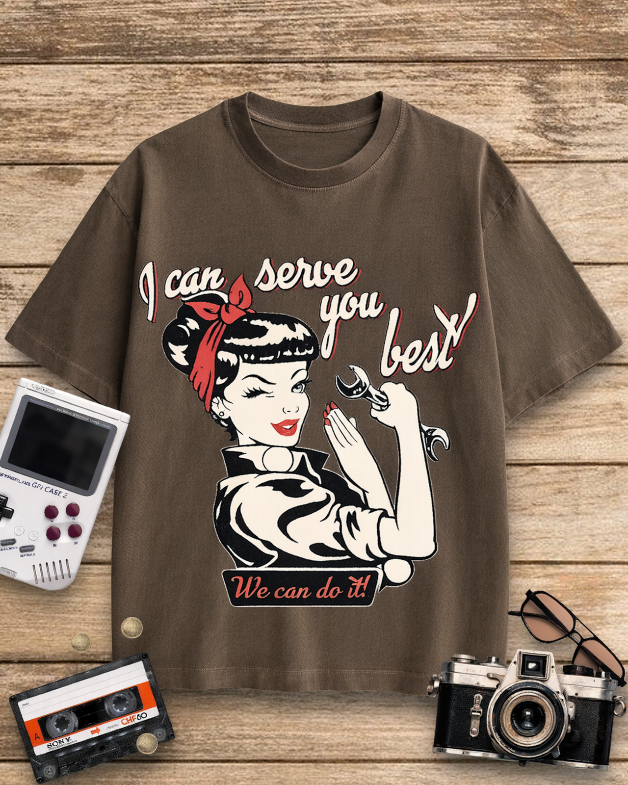 I Can Serve You Best 1940s Cotton T-Shirt image 10