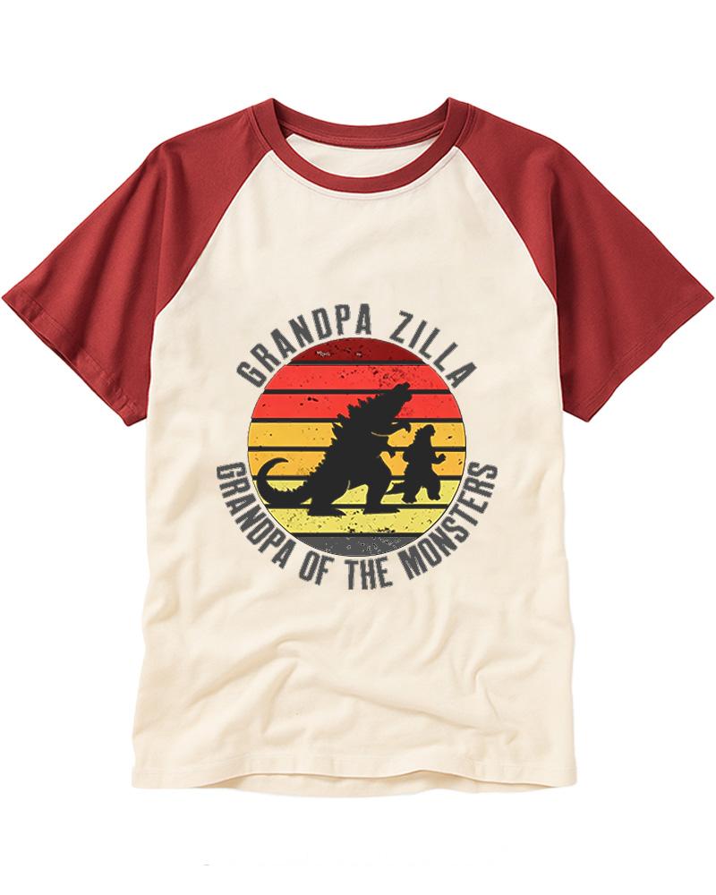 Grandpa Zilla Grandpa of the Monsters 1990s Raglan Baseball T-Shirt image 6