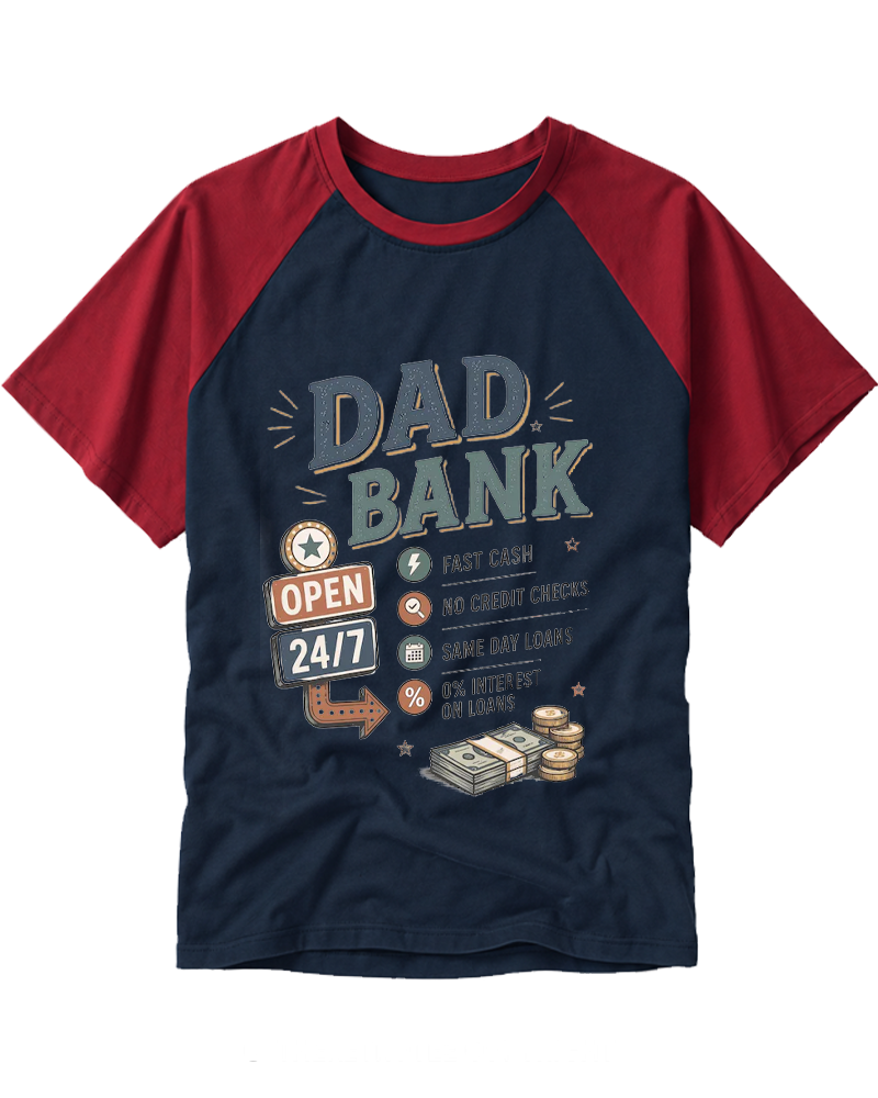 Dad Bank Open 24 7 1950s Raglan Baseball T-Shirt image 6