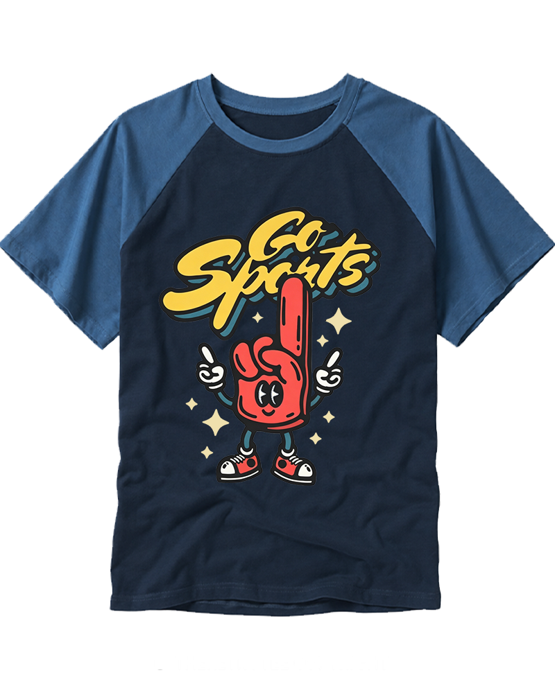 Funny Go Sports Foam Finger 1990s Raglan Baseball T-Shirt image 6