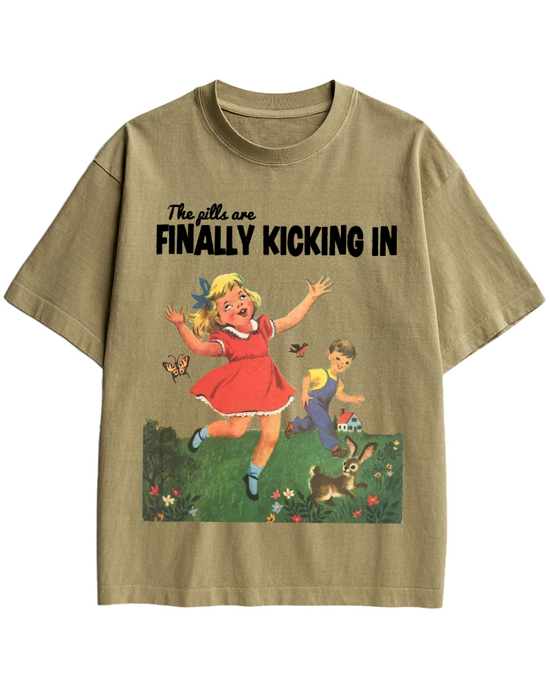 The Pills Are Finally Kicking In 1970s Cotton T-Shirt image 6