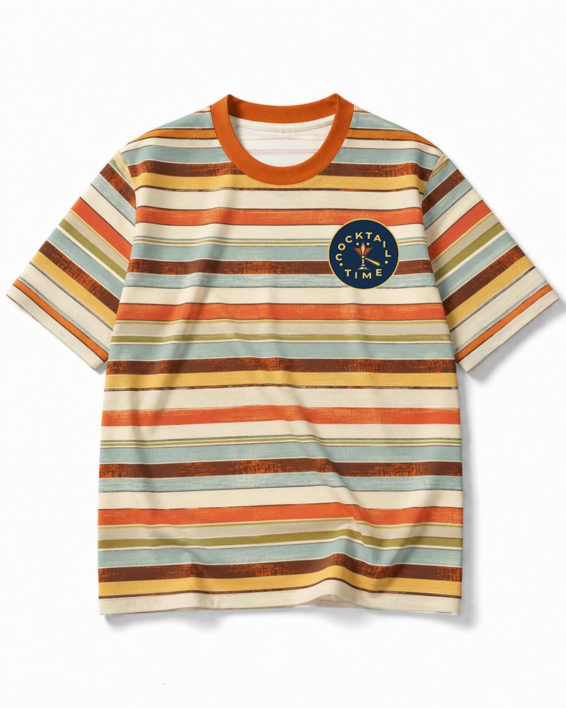 Cocktail Time 1960s Eco Oversized Striped Ringer T-Shirt image 6