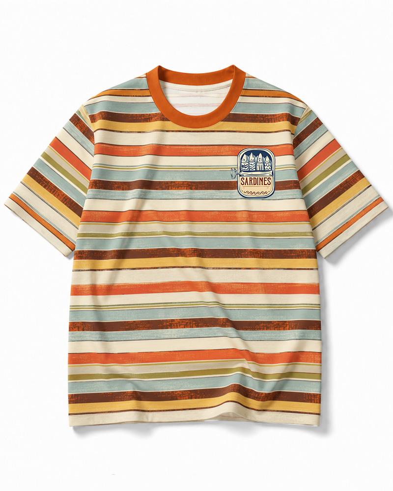 Vintage Sardine Tin 1960s Eco Oversized Striped Ringer T-Shirt image 6