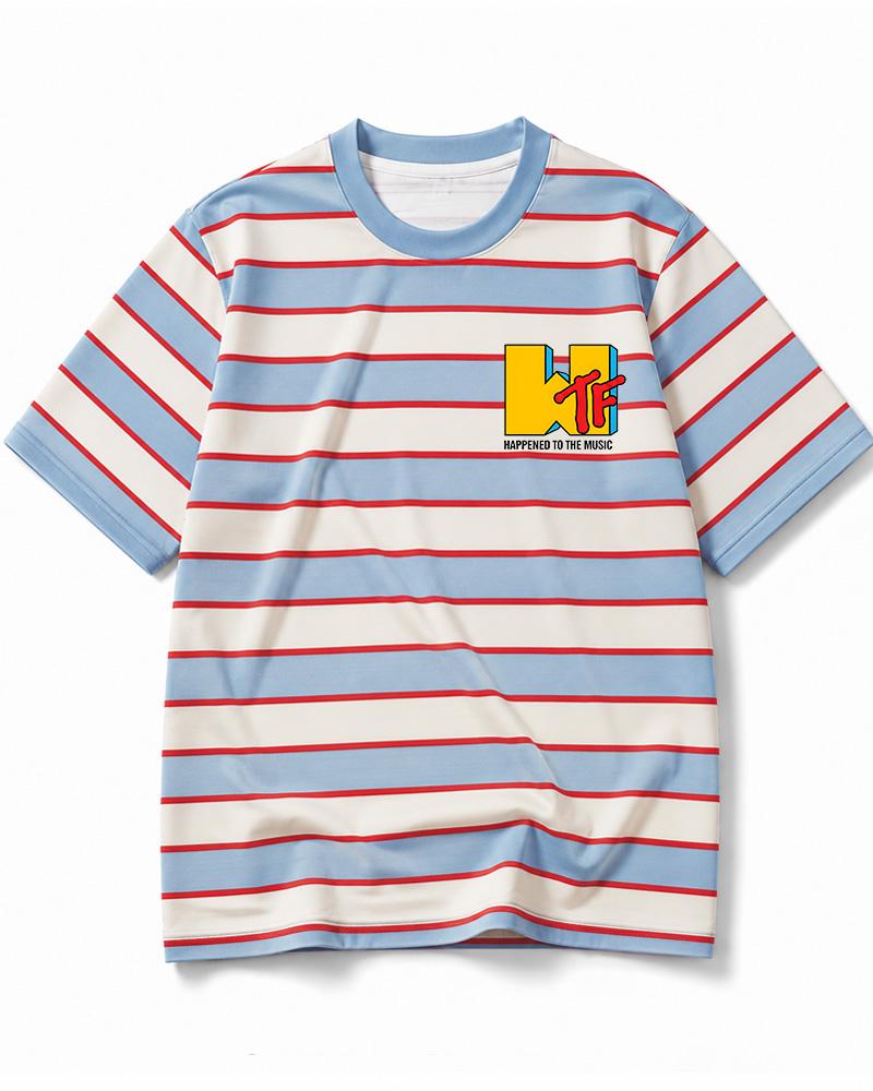 WTF Happened To Music 1980s Eco Oversized Striped Ringer T-Shirt image 6