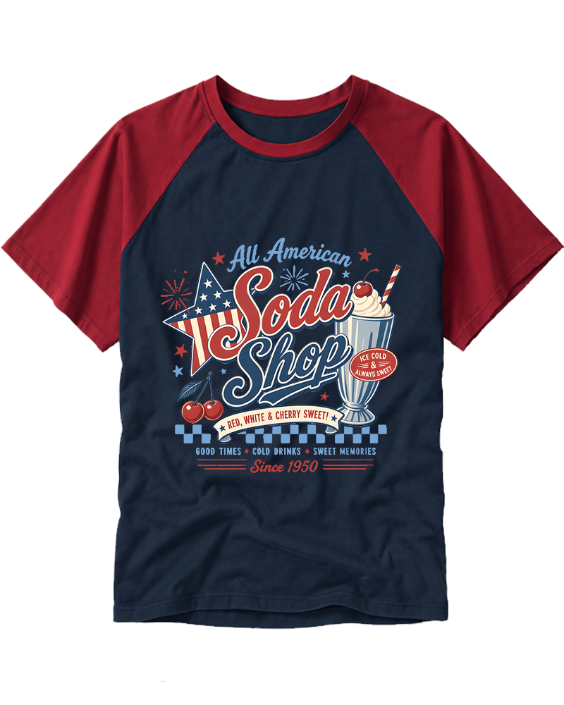 All American Soda Shop 1950s Raglan Baseball T-Shirt image 6