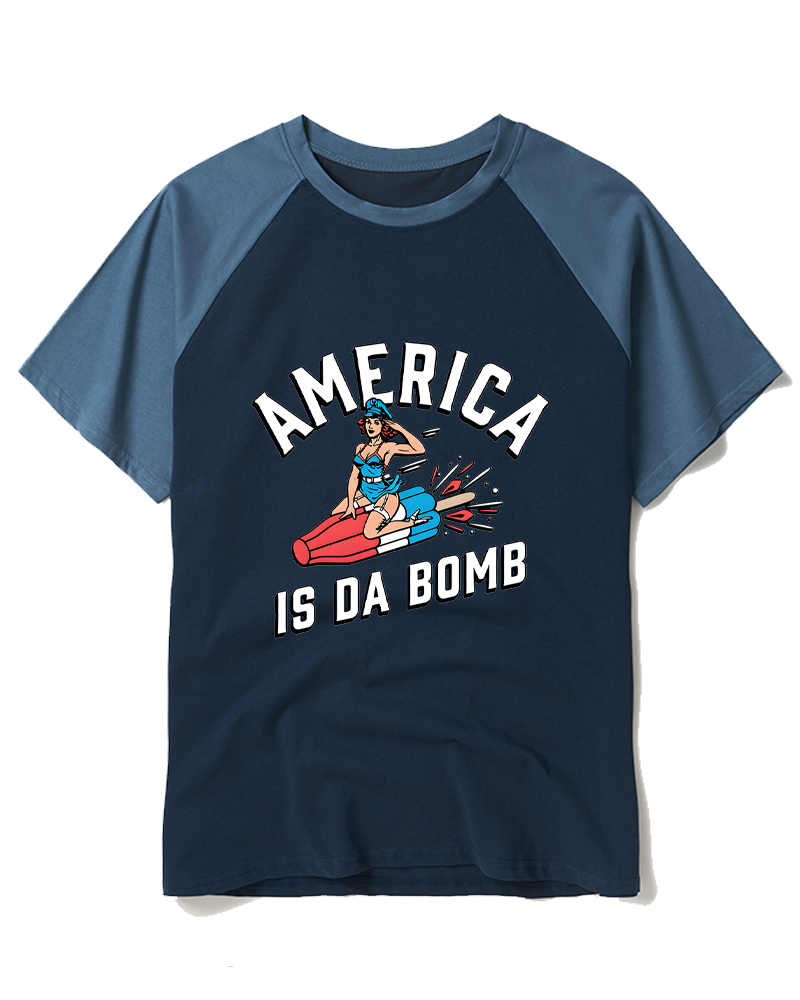 America is Da Bomb 1950s Raglan Baseball T-Shirt image 6