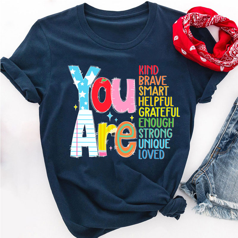 Be Who You Are You Are Enough Teacher T-Shirt image 6