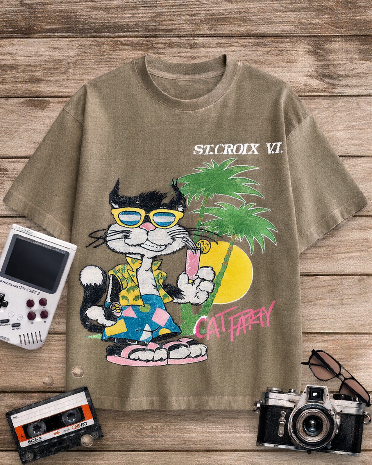 Cat Party 1980s Cotton T-Shirt image 10