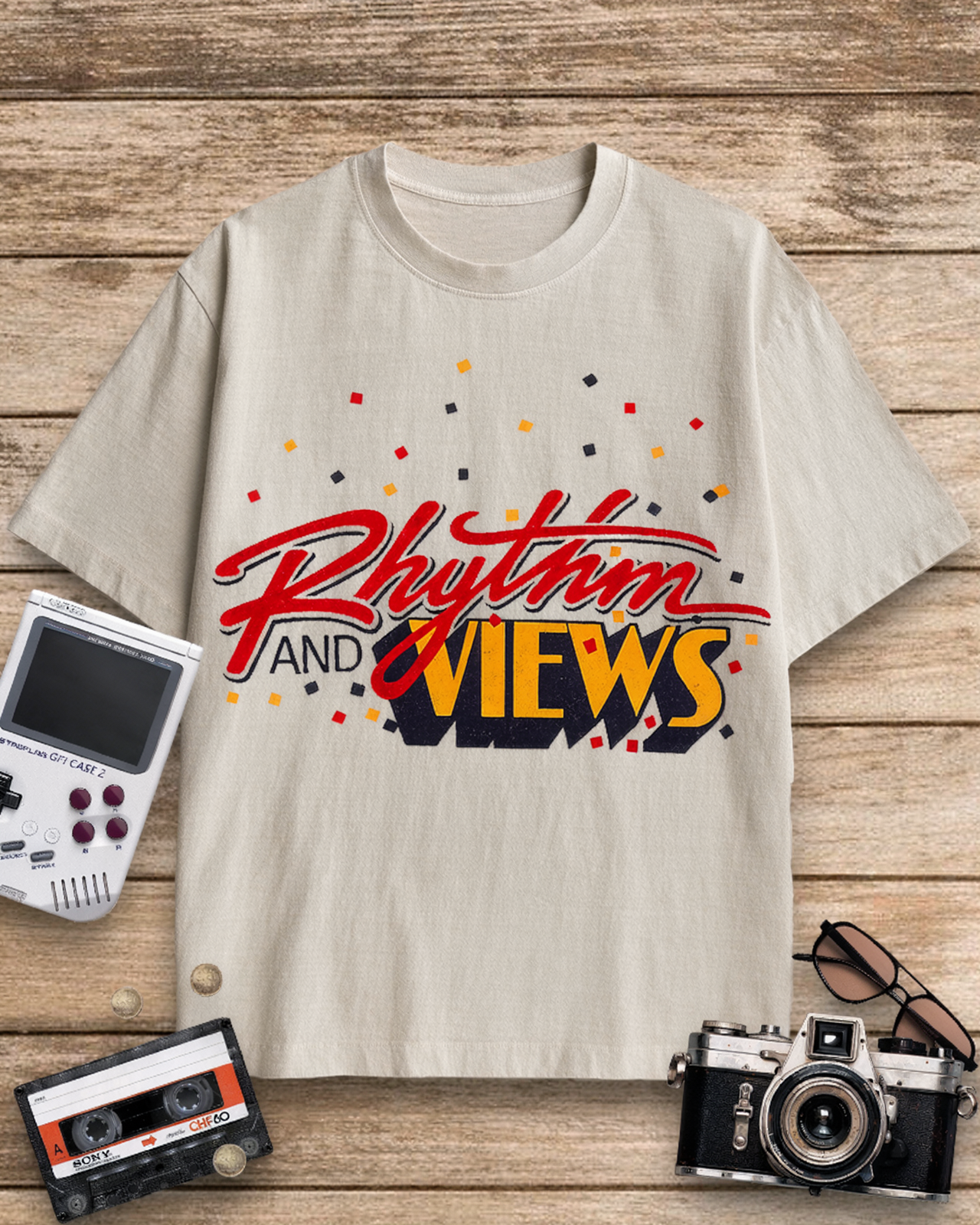 Rhythm And Views Graphic 1980s Cotton T-Shirt image 2