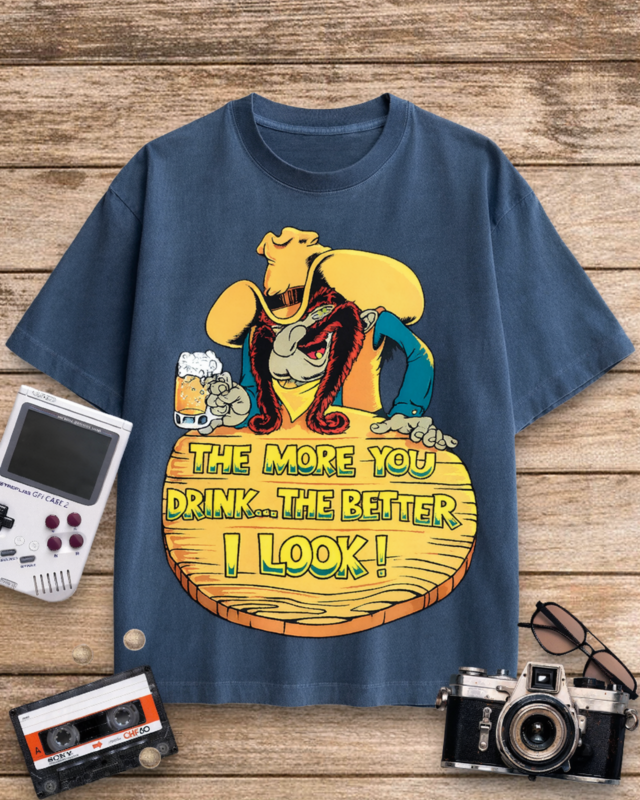 The More You Drink, The Better I Look Graphic 1990s Cotton T-Shirt image 1