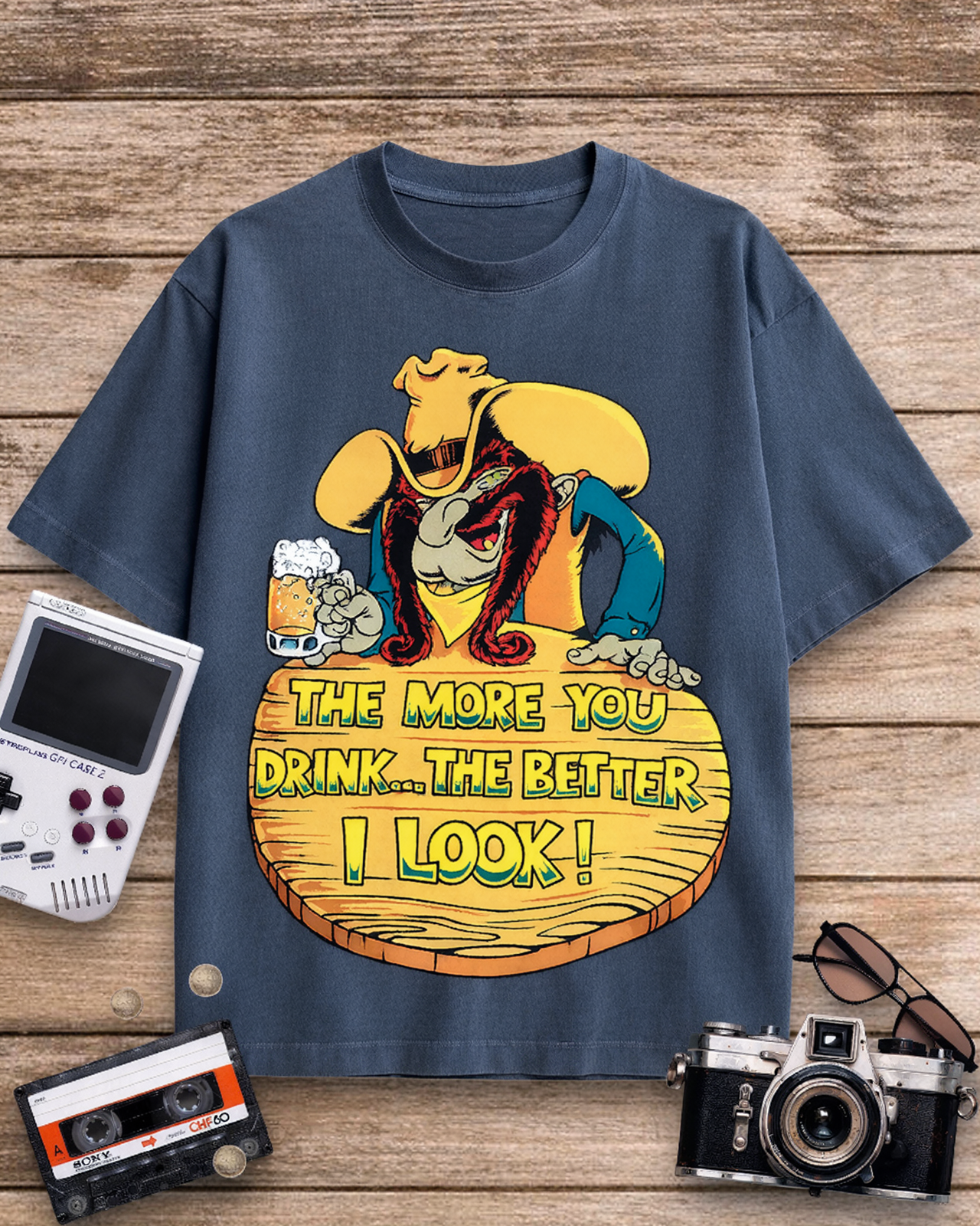 The More You Drink, The Better I Look Graphic 1990s Cotton T-Shirt image 3