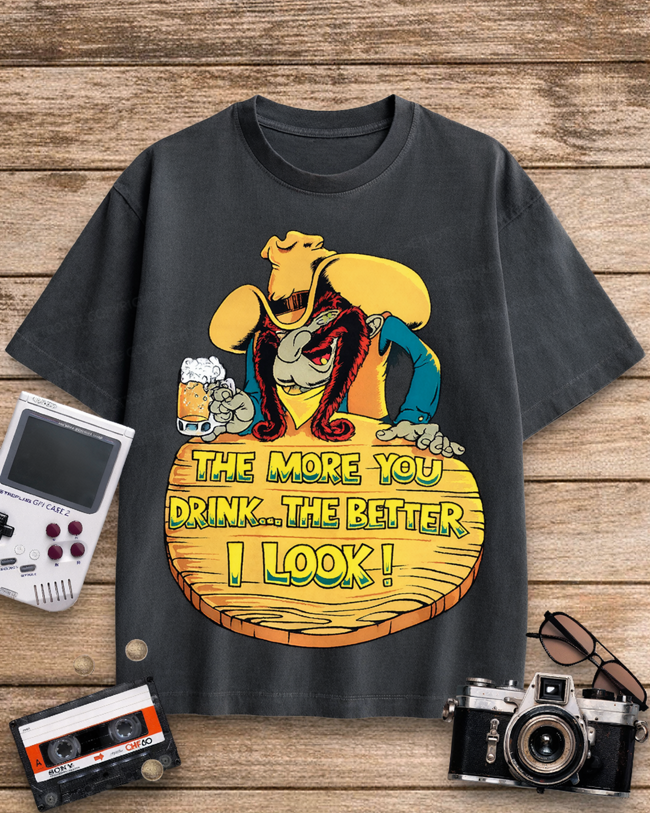 The More You Drink, The Better I Look Graphic 1990s Cotton T-Shirt image 4