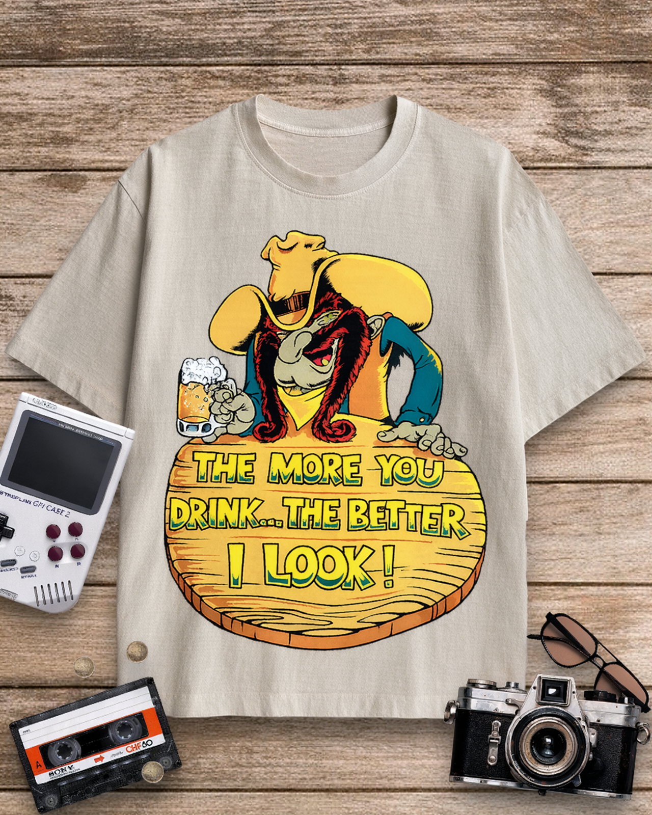 The More You Drink, The Better I Look Graphic 1990s Cotton T-Shirt image 6