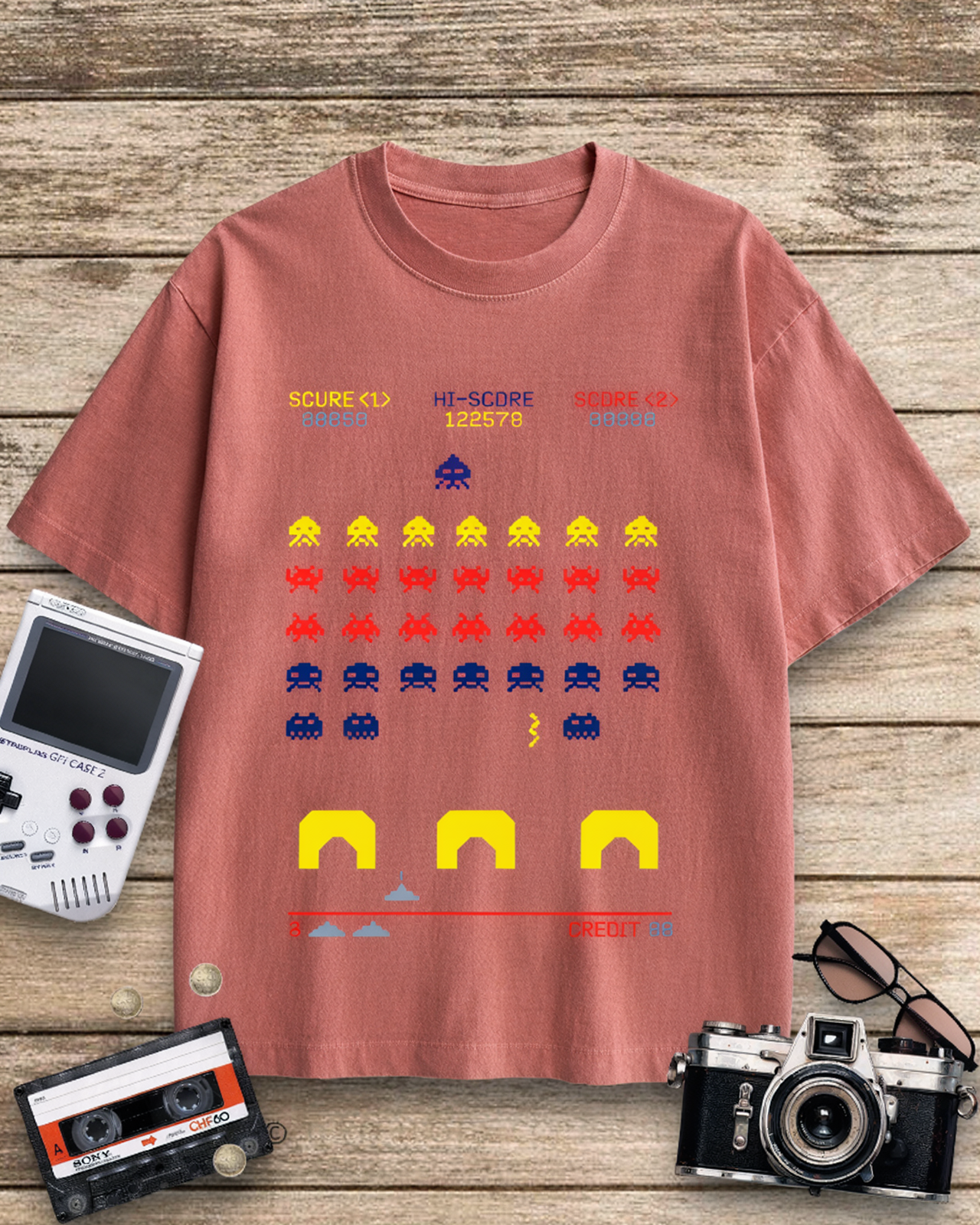 Pixel Defender 1980s Cotton T-Shirt image 7