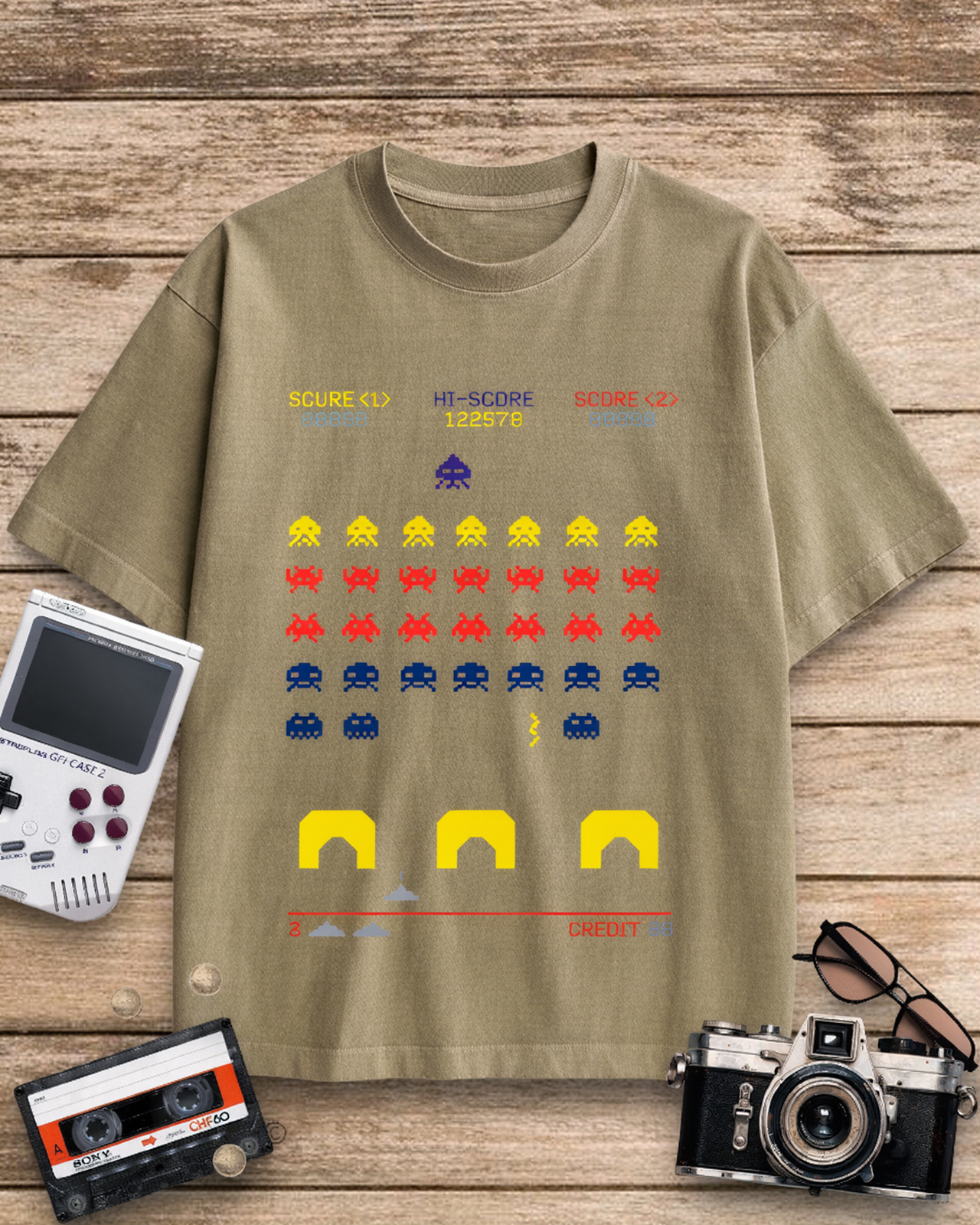 Pixel Defender 1980s Cotton T-Shirt image 11