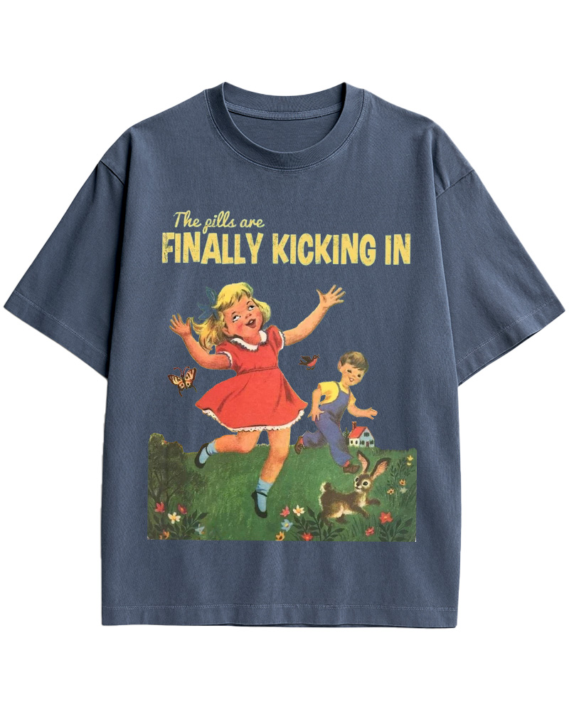 The Pills Are Finally Kicking In 1970s Cotton T-Shirt image 7