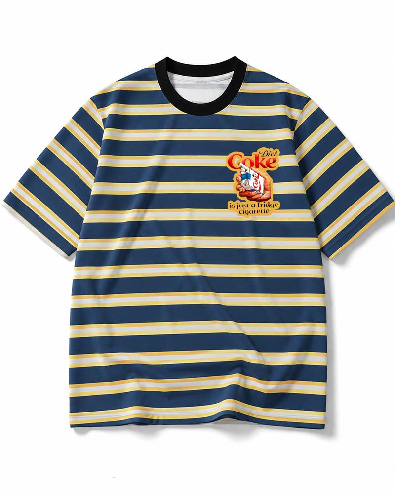 Diet Coke 1990s Eco Oversized Striped Ringer T-Shirt image 7
