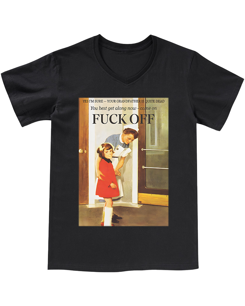 1950s Dark Humor Graphic V-neck T-Shirt image 7