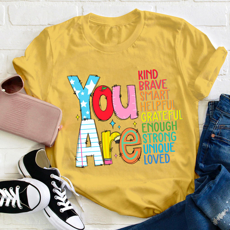Be Who You Are You Are Enough Teacher T-Shirt image 7
