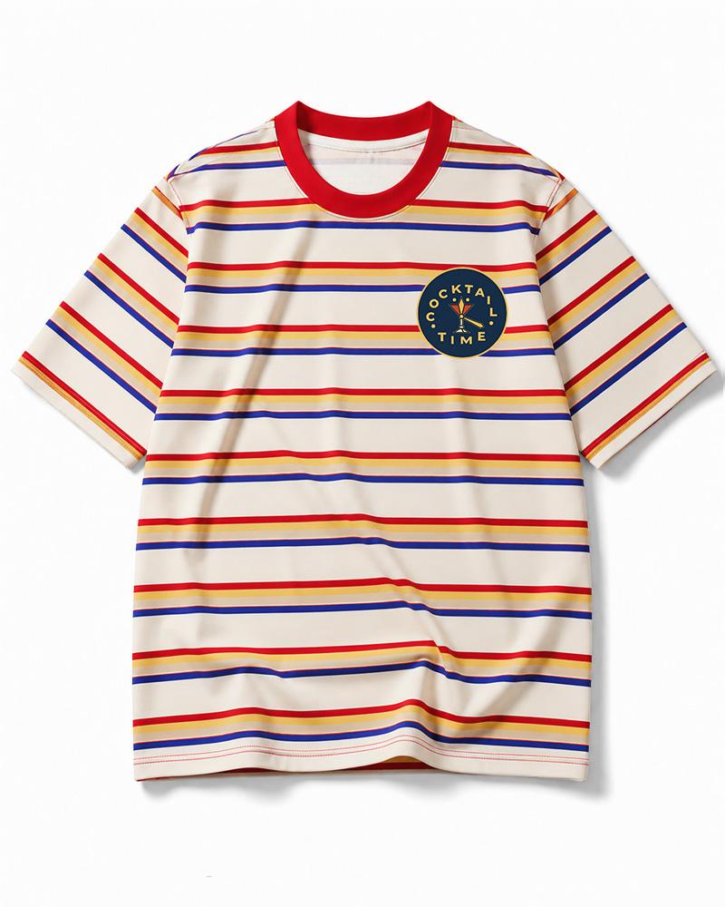 Cocktail Time 1960s Eco Oversized Striped Ringer T-Shirt image 8