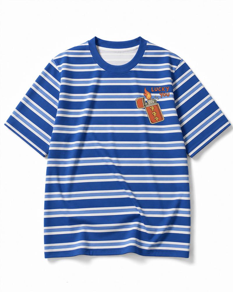 Lucky 777 1990s Eco Oversized Striped Ringer T-Shirt image 8